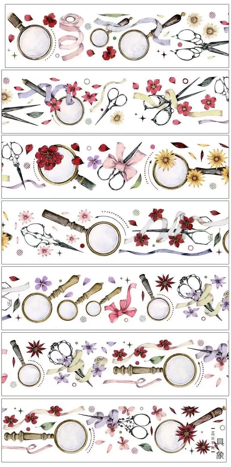 

Vintage Flower Sissors Washi Tape for Card Making Bullet Journal DIY Scrapbooking Label Sticker