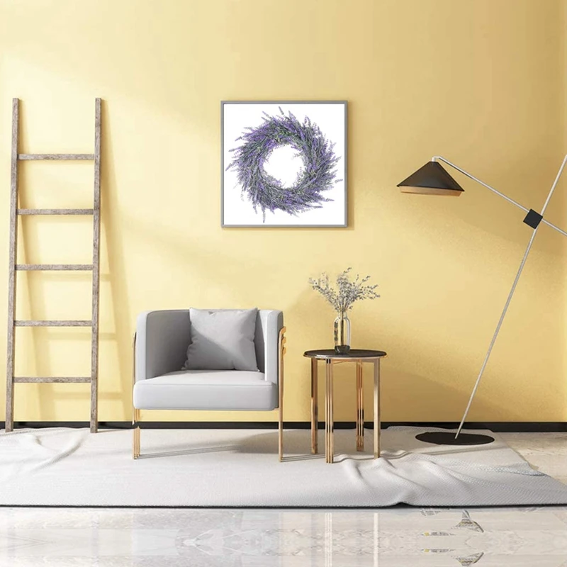 

18inch Artificial Lavender Wreath Spring Summer Greenery Hanging Garland for Front Door Window Wall Wedding Home Decor