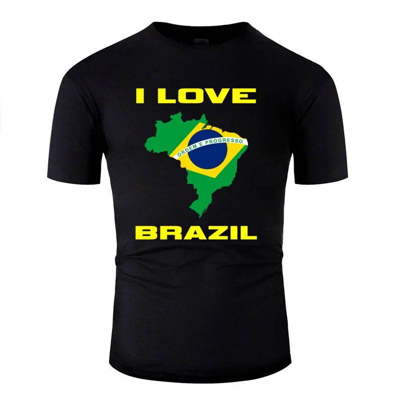 Casual I Love Brazil Brazilian Flag Inside Country Men Tshirt 2020 Plus Size S-5xl Letter T-Shirts Hip Hop | Мужская одежда