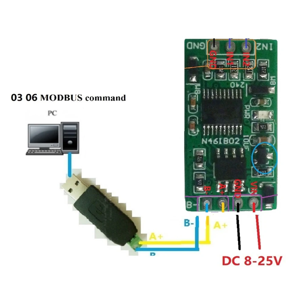 

4-20MA to RS485 2 Channel DC 12V 0-25MA Analog acquisition module 12Bit ADC Board Modbus RTU PLC