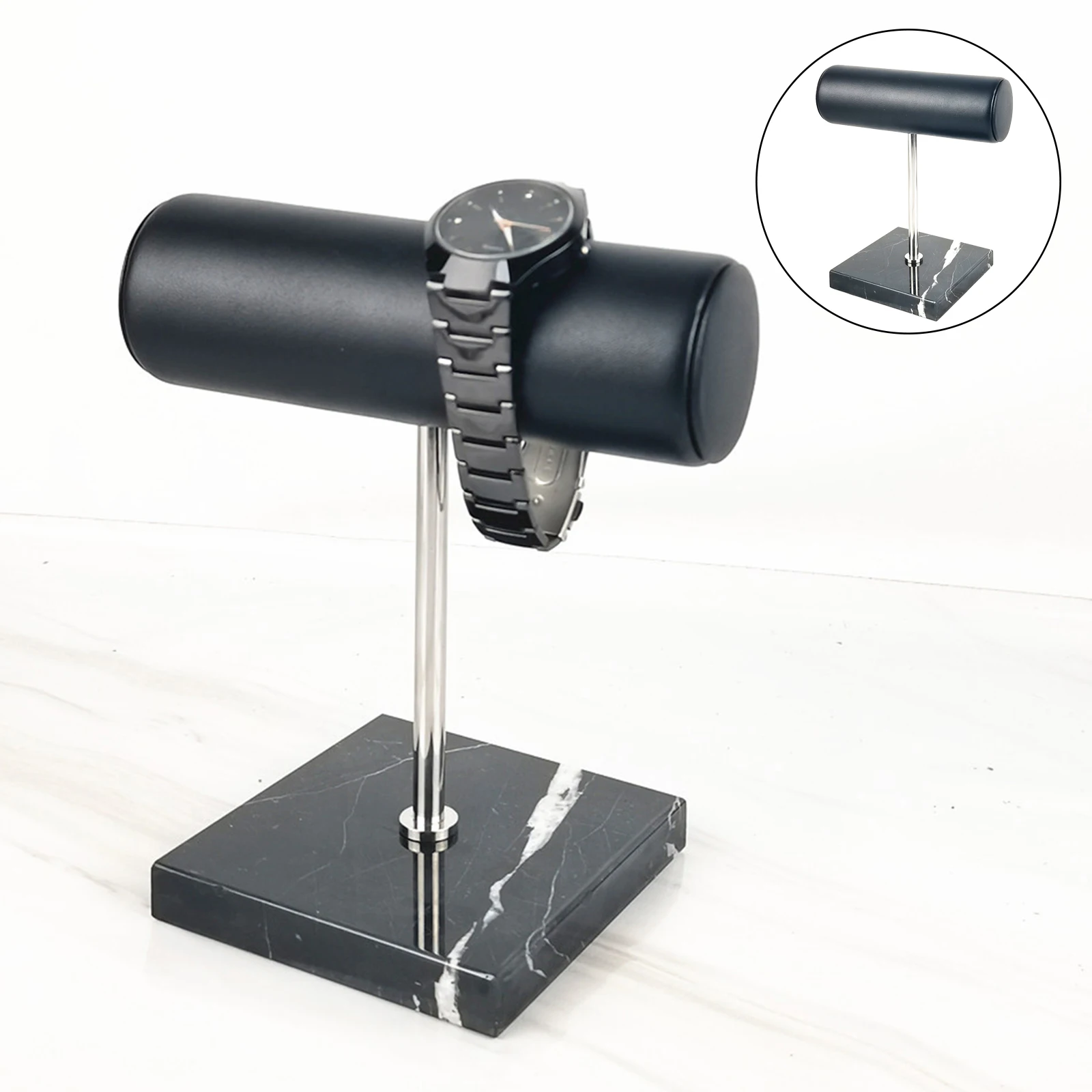 

Marble Base PU Leather Watch Box Stand Bracelet Bangle Chain Watch T-Bar Rack Display Stand Jewelry Organizer Placement Stand