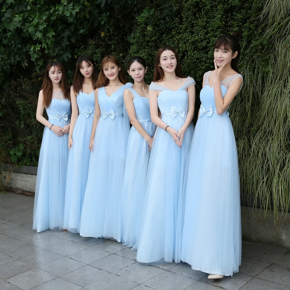 Небесно-голубого цвета платье для вечеринки элегантное Бордовое подружек