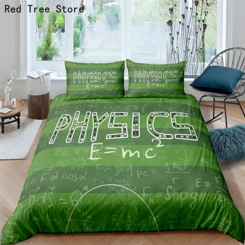 

2/3Pcs Back To School Bedding Set 3D Green Land Duvet Cover with Pillowcase Teens Student Quilt Home Textiles King Bedroom Decor