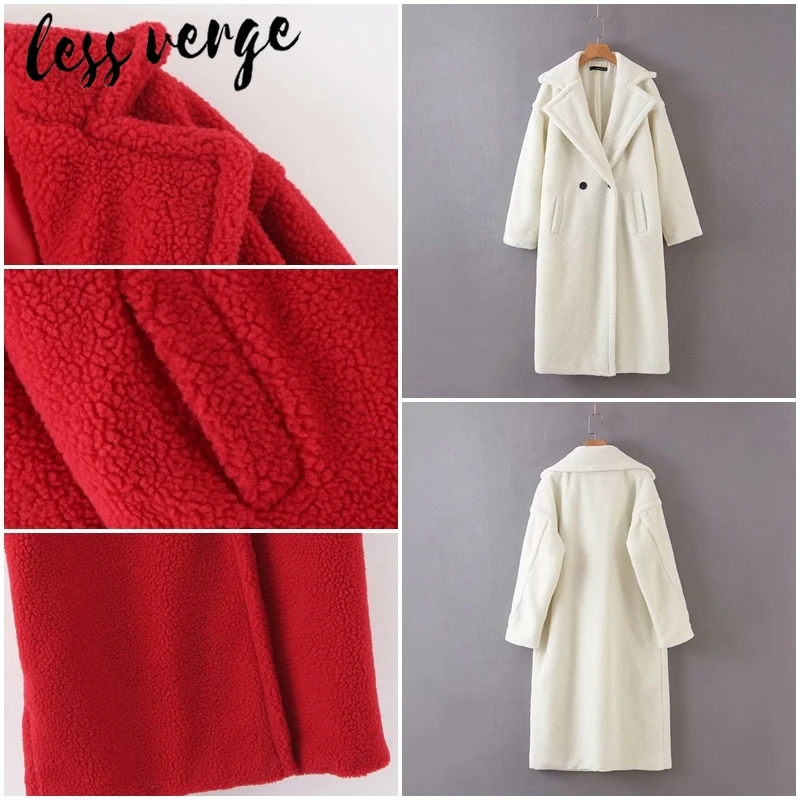 Lessverge осень зима белый искусственный мех плюшевое пальто женское коричневое