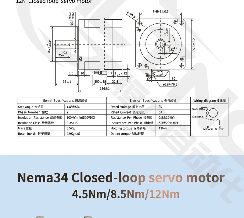 4 комплект Nema34 замкнутый контур шаговый двигатель 6A 4.5N.m/8.5Nm/12Nm+ 2-фазный и HB860H Гибридный Драйвер+ 400 Вт мощности для станка с ЧПУ