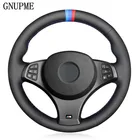 Сделай сам черного цвета из искусственной кожи, 3 цвета, в полоску Мужская прошитая вручную чехол рулевого колеса автомобиля для BMW X3 (M Sport) E83 2005-2010