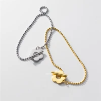 a00826 luxury minimalist round bead romantic flower ot buckle chain braceletbangle for fashion women korean chic jewelry