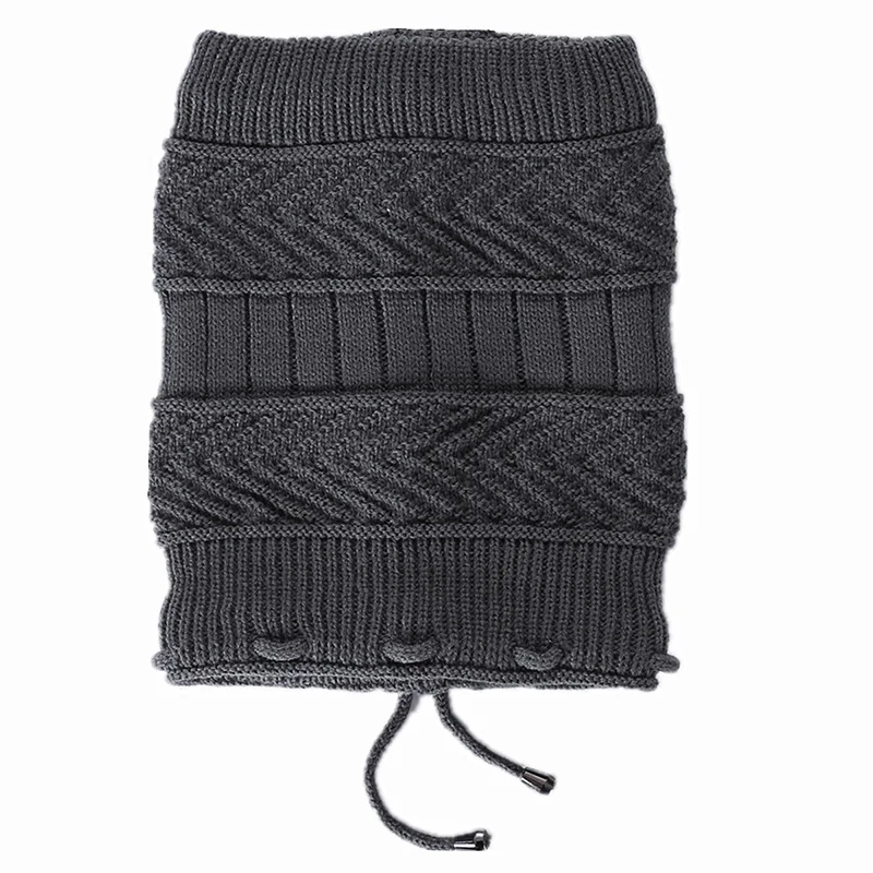 

Autumn Winter Women Acrylic Knitted Windproof Warm Cap Bib Multifunction Scarf Female Black Windproof Hat Skullies Beanies R9