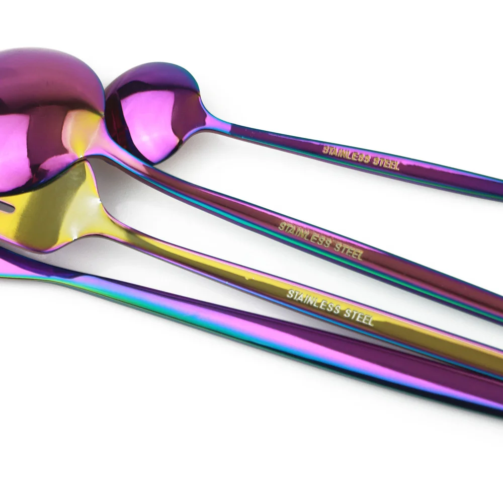 16/24 шт корейский стиль Роскошные блестящие золотистые Радуга столовые приборы