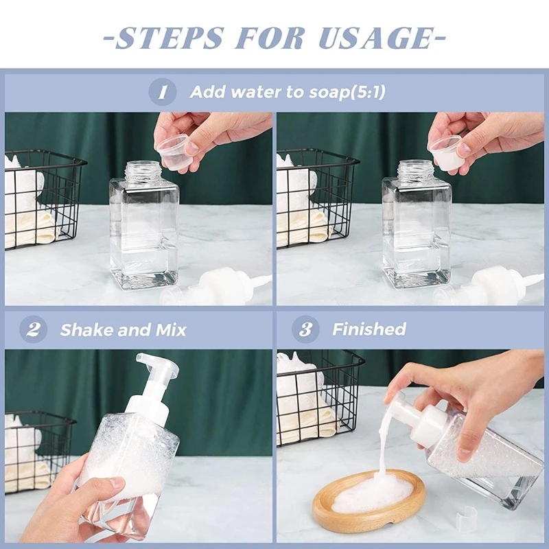 

4pcs Foaming Hand Soap Pump Bottle 450ml Clear Refillable Container for Lotion