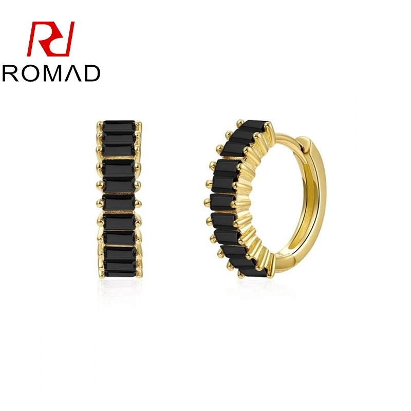 Romad Pendientes Plata 925 Silver Earrings For Women Bohemian Huggies Colorful Hoops Fine Jewelry Joyero Simple Gift | Украшения и