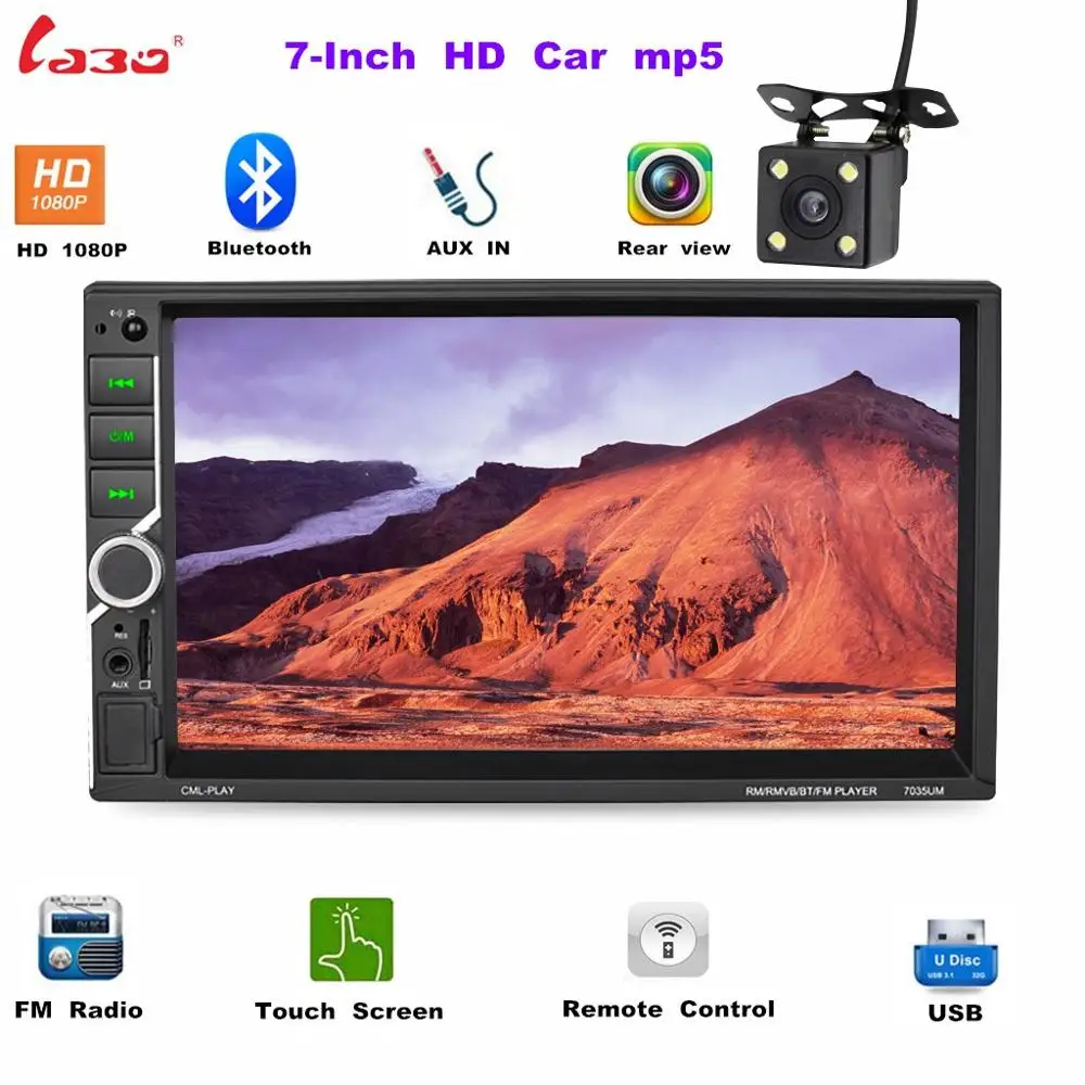 Универсальный Автомобильный мультимедийный плеер 2DIN 12 В 1080P 7 дюймов управление