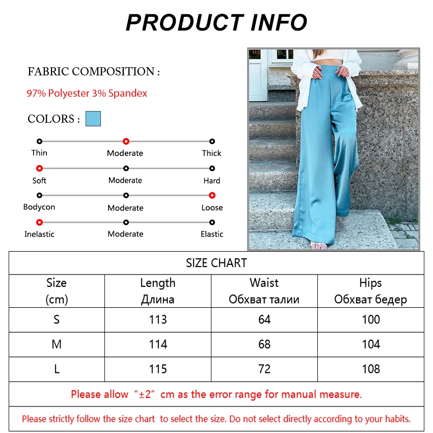 

Mnealways18 Elegant High Waist Womens Trousers Wide Leg Pleated Long Pants Ladies Zipper Satin Trousers Autumn Office Wide Pants