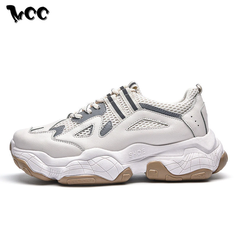 Новинка Повседневная обувь Мужские кроссовки на массивной платформе Дышащая