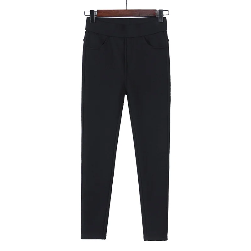 Winter Warm Leggings Women's Velvet Thick Slim Trousers Ladies Casual Solid Elastic Stretch Skinny Pencil Pant White Black | Женская