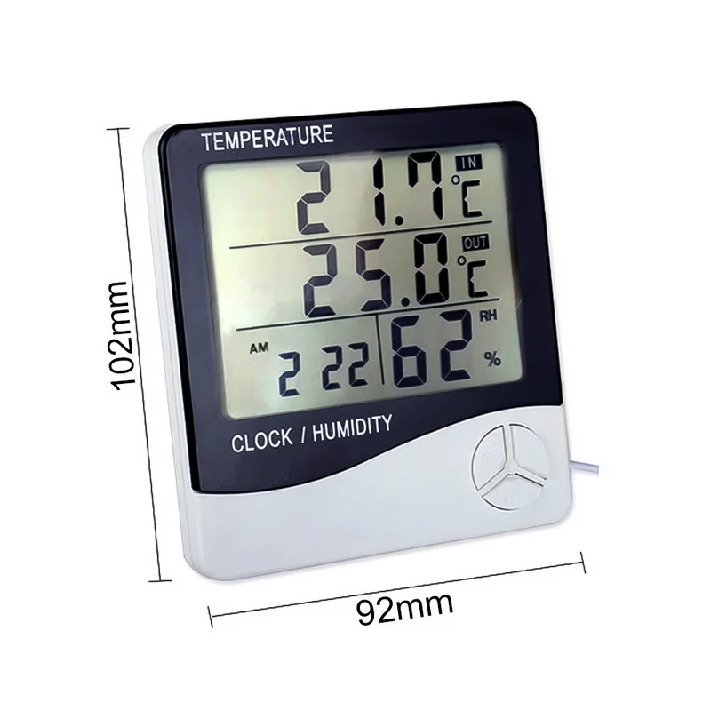 

New LCD Digital Alarm Clock Temperature Humidity Meter HTC-1 HTC-2 Indoor Outdoor Hygrometer Thermometer Memory Weather Station