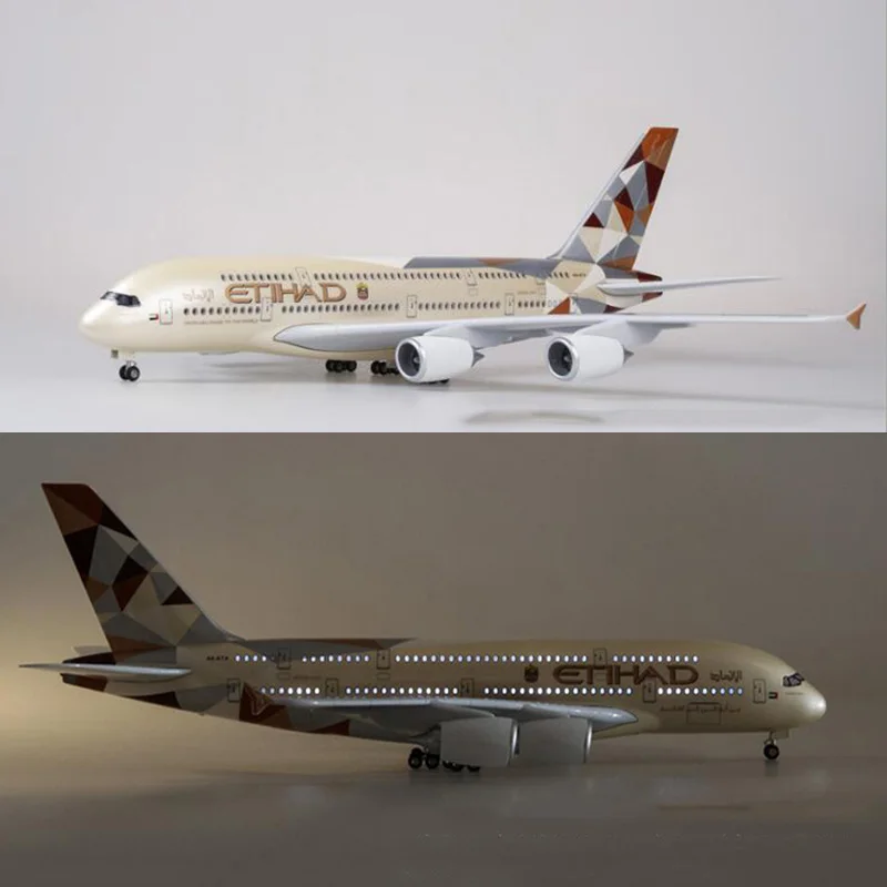 Коллекция 1/160 самолет Airbus A380 ETIHAD авиакомпания модель с светильник и колесная