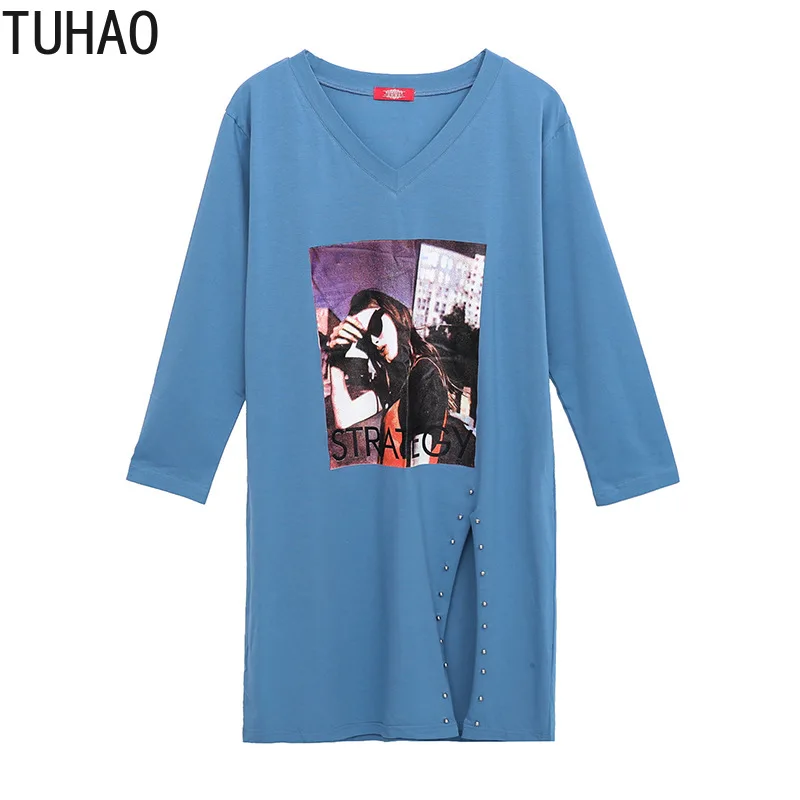 TUHAO1 2020 плюс размер 4XL 3XL Женская толстовка с принтом длинная рубашка длинным
