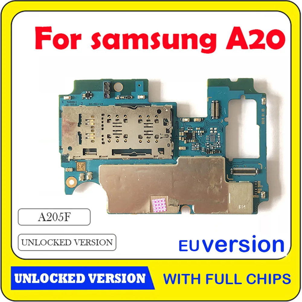 Заводская разблокированная материнская плата для Samsung Galaxy A20 A205F оригинальная