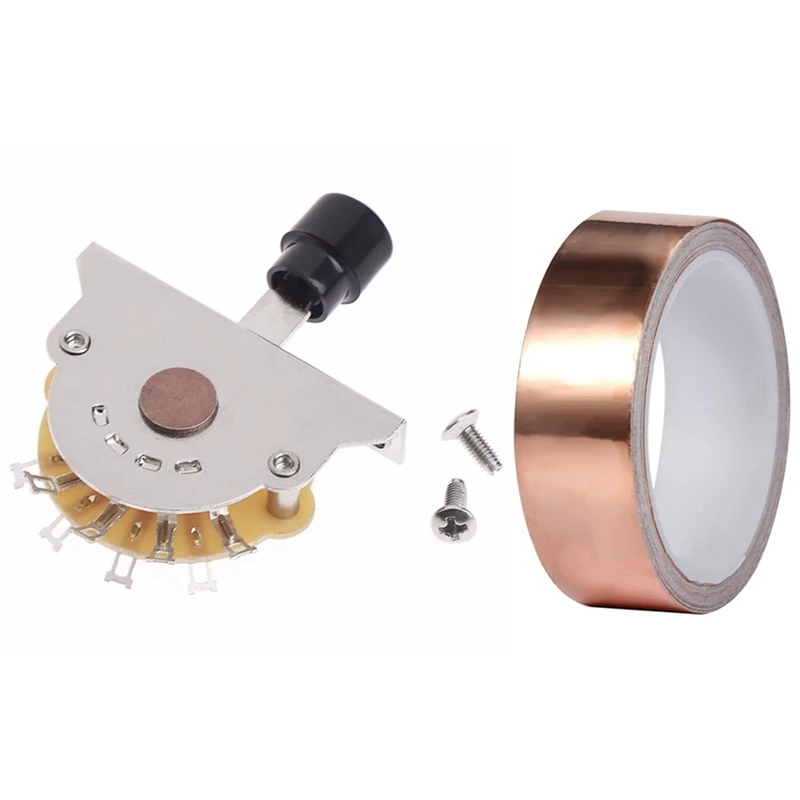 

30mm X10M Copper Foil Tape Adhesive EMI Shielding Guitar Slug Snail Barrier Tool & 3 Way Lever Pickup Selector Switches