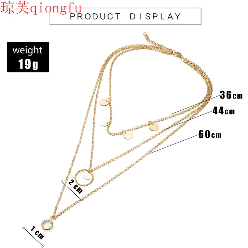 

2021 S925 Rose Gold Bohemian Bohemian Moon Shell Pearl Butterfly Necklace Pendant Multilayer Sweater Chain Water-wave Chain