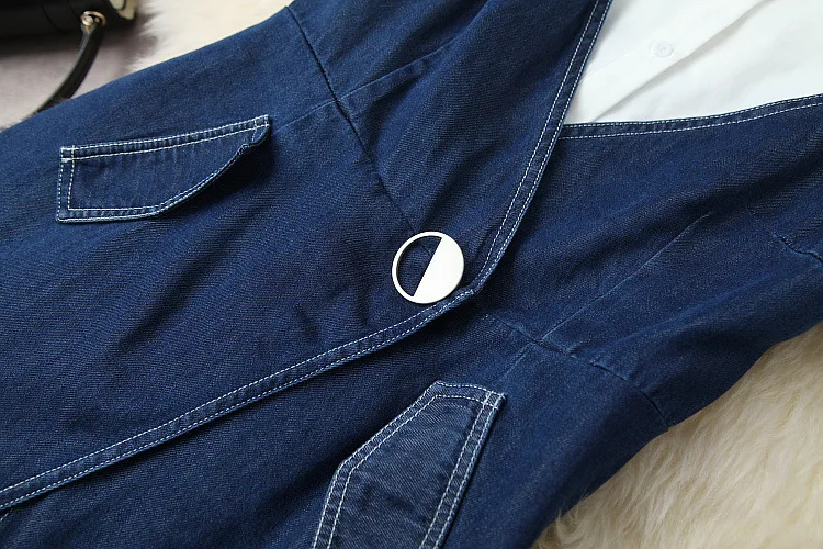 

European and American women's wear for summer 2021 Dress short sleeves and lapels Condole belt Fashionable denim two-piece dress