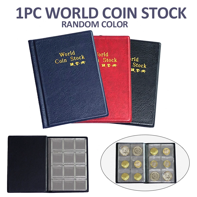 

120 Coins Holder Albums Penny Collection Pocket Medallions Badges Storage Folder Collecting Stamps Organizer Random Color