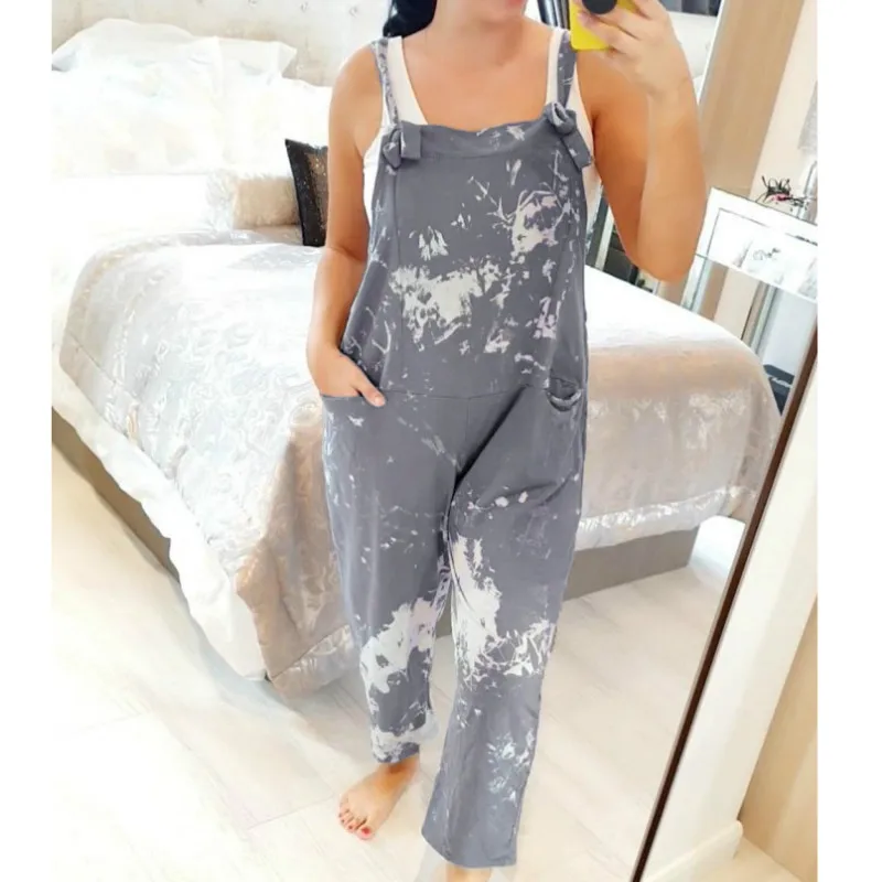 

Women Summer Sleeveless Tie dye Jumpsuits 2020 Fashion Ladies Casual Outfit Holiday Overalls