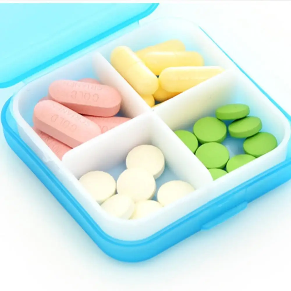 

Mini Organizer Case 4 Grid Pill Storage Box Case Container Medicine Boxes Pill Holder for Travel