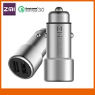 Оригинальное автомобильное зарядное устройство ZMI QC 3,0, 18 Вт, QC 3,0, быстрое автомобильное зарядное устройство для планшета с двумя USB-портами для iPhone, адаптер для мобильных телефонов в автомобиле