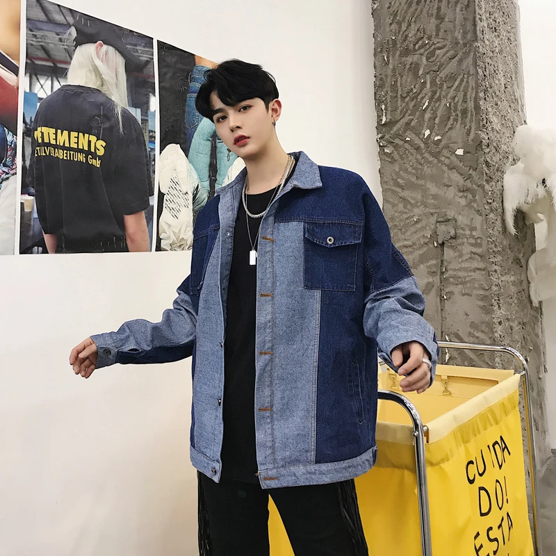 

Мужская джинсовая куртка с надписью, подходящий цвет, осень 2018