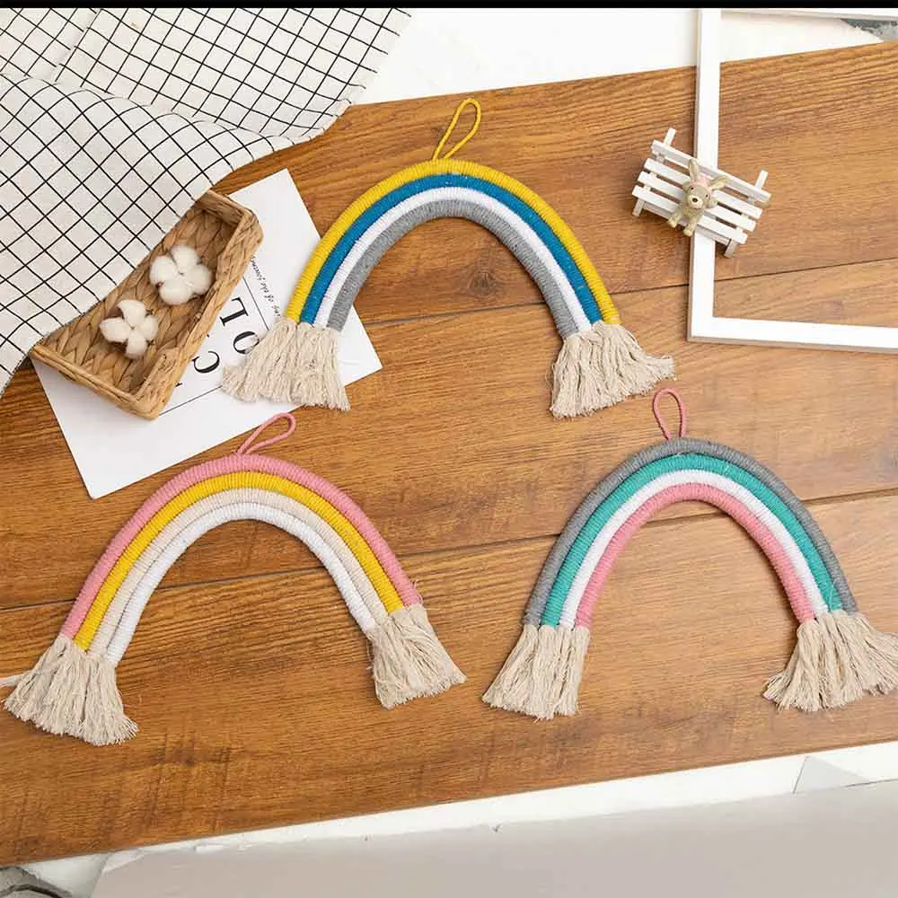 Детская комната Радуга Настенный декор ручной работы хлопок Висячие ткачество