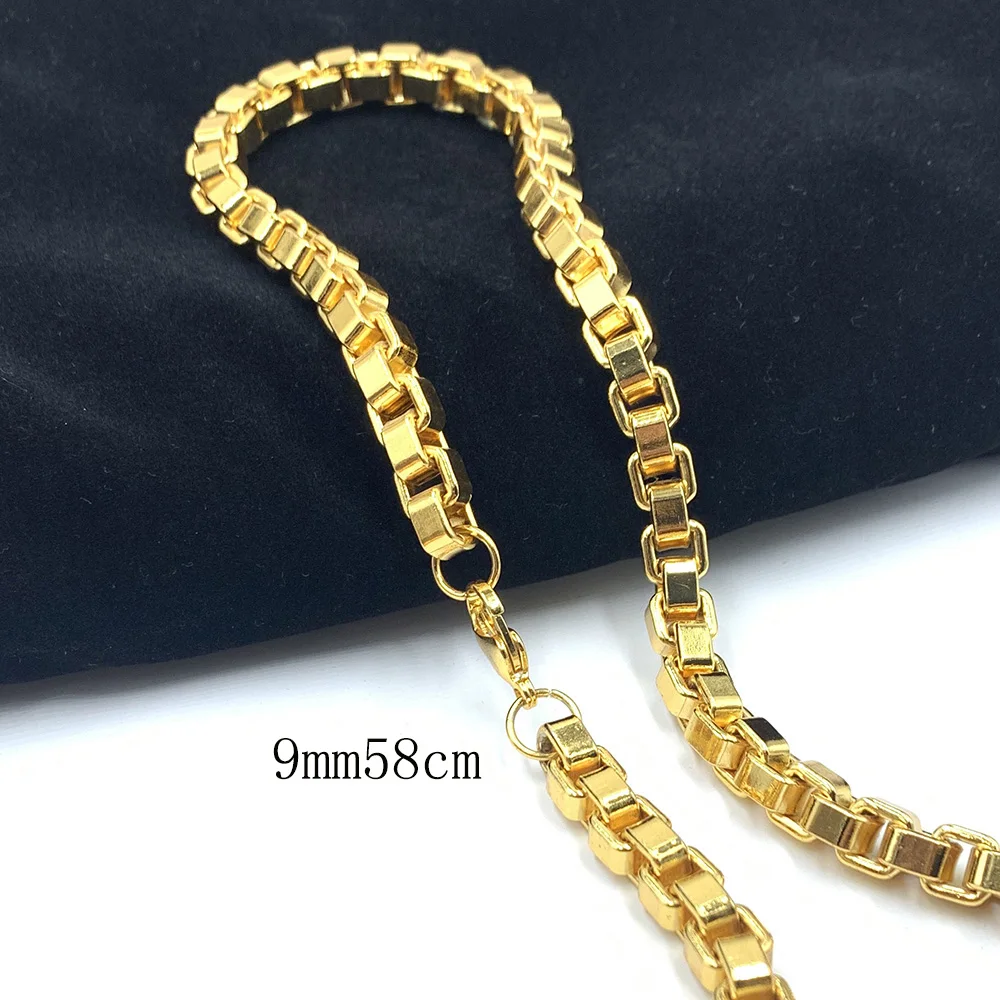 Мужское ожерелье из нержавеющей стали золотого цвета кубинская цепочка