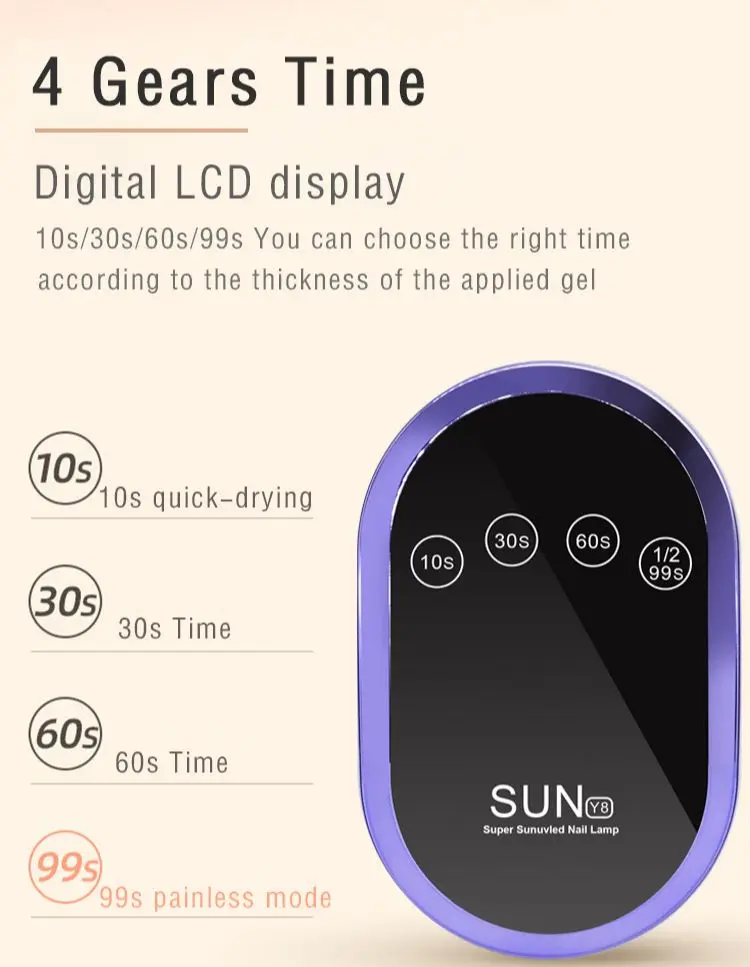 

168W SUN Y8 LED Manicure Lamp Dryer, Used For Curing UV Gel Varnish Tool, With Sensor LCD Display Screen