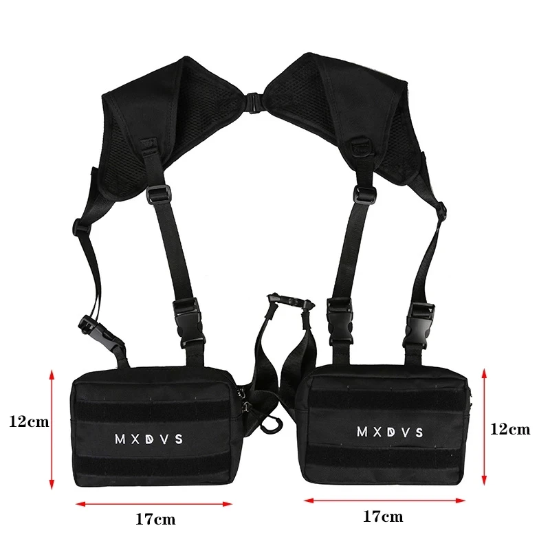

Unisex Removable Tactical Rig Bags Vest Hip Hop Streetwear Chest Bag for Men Fashion Function Men's Canvas Bag Pocket Wallet