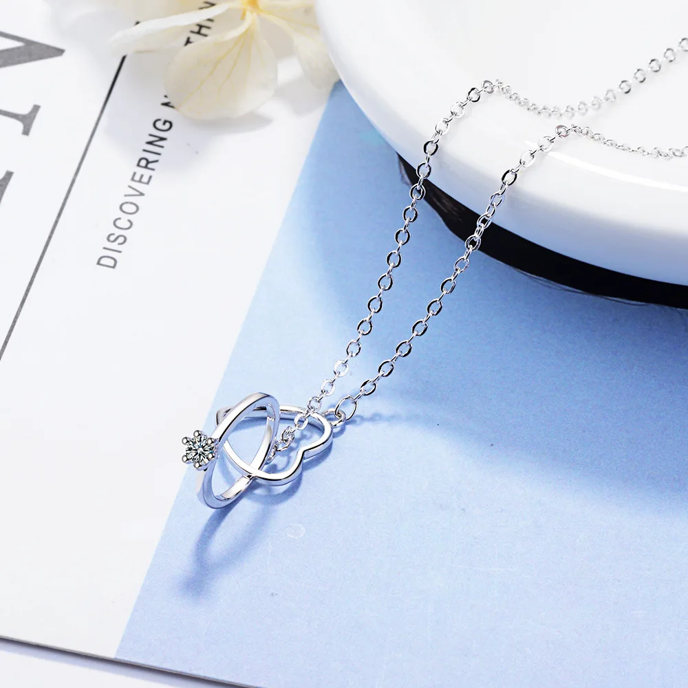 

New 2021 Double ring necklace pendant female fashion Korean version simple ring short clavicle chain fashion ladies necklace