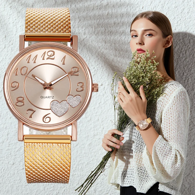 

Женские повседневные модные часы с сетчатым ремешком, женские кварцевые часы с цифровым циферблатом Love, студенческие часы, 2020