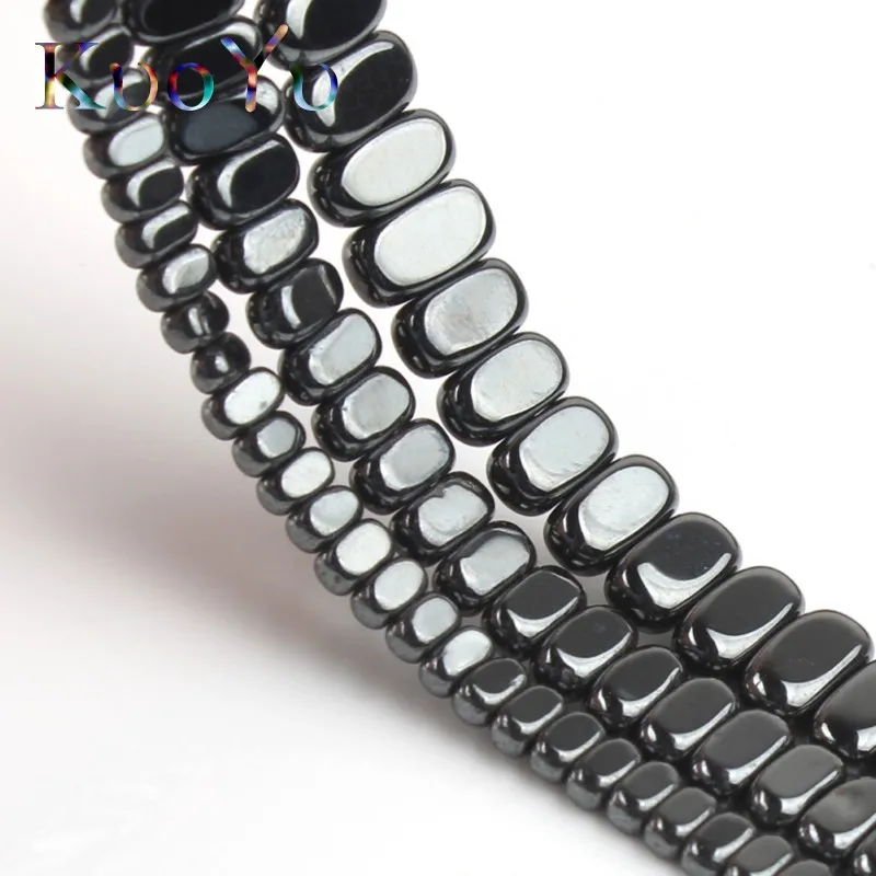 Бусины Из Гематита и натурального черного прямоугольника плоские