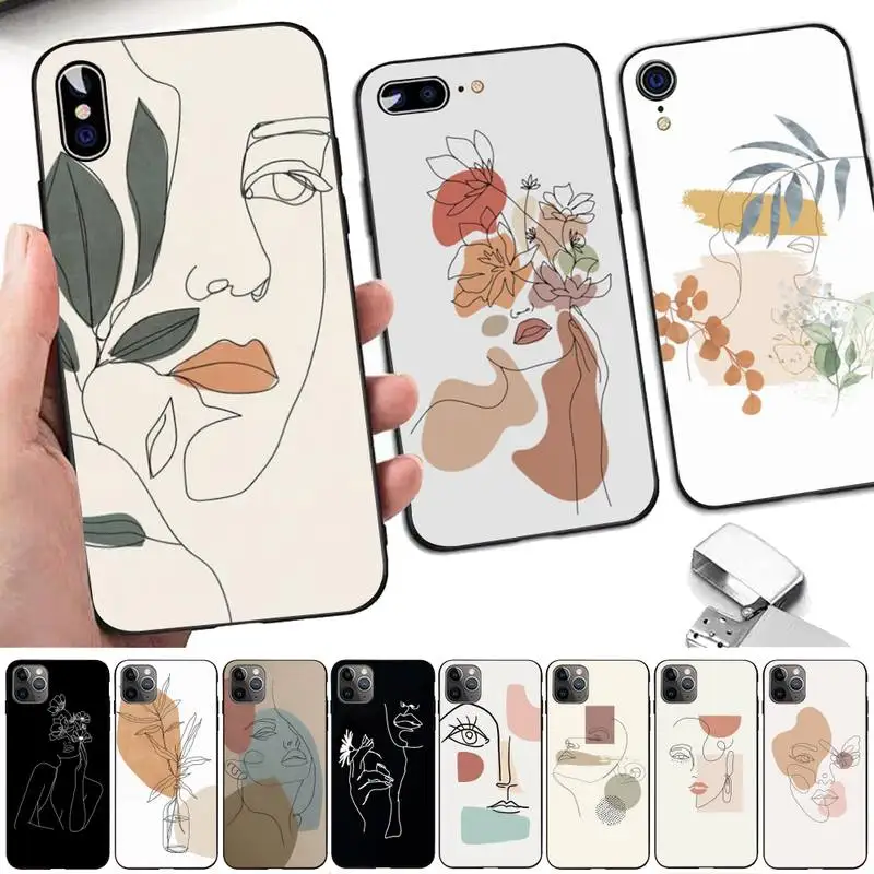 

Abstract Art Line Fundas Phone Case for iphone 13 8 7 6 6S Plus X 5S SE 2020 XR 11 12 pro XS MAX