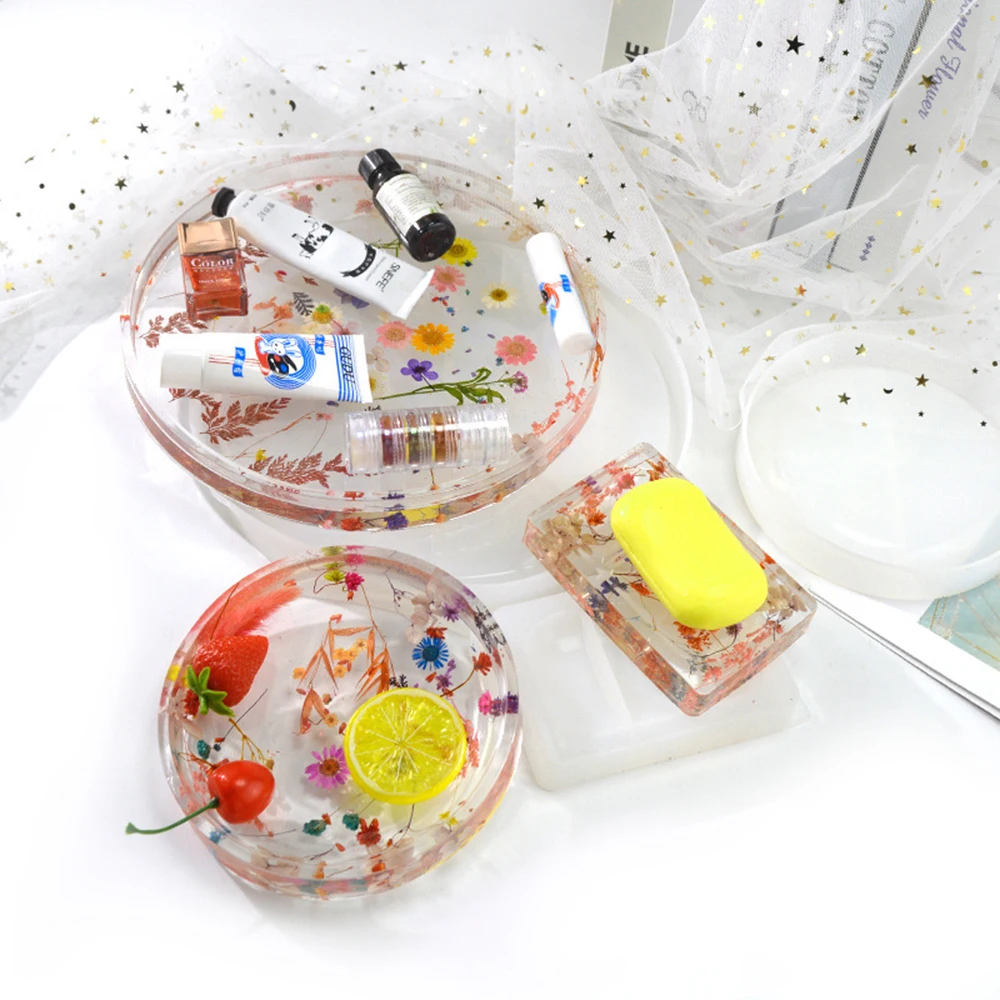 

1Pcs Big Soap Storage Box Silicone Mold Round Square Tray Resin Molds DIY Home Decoration Jewelry Supplies