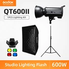 Профессиональный студийный стробоскоп Godox QT600II 600Ws, стойка светильник щения 2,8 м, софтбокс с решеткой 70x100 см, триггер, комплект для двери сарая