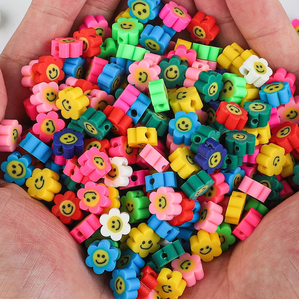 Глиняные смайлики 30 шт./лот 10 мм круглые бусины в форме сердца цветка полимерные с