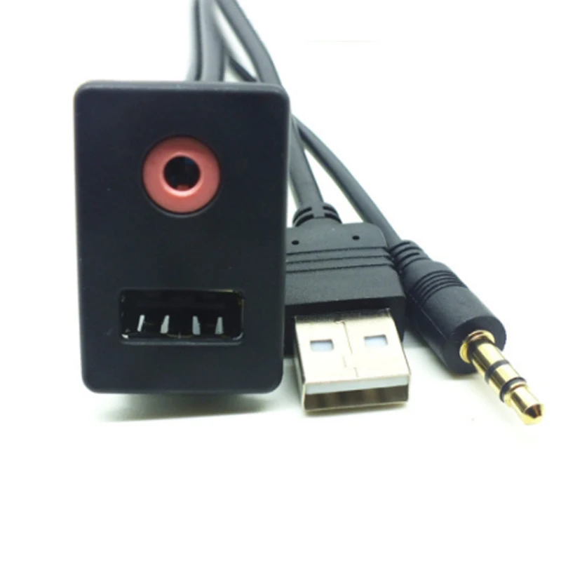 Автомобильный USB AUX разъем для наушников со штекером монтажный адаптер с