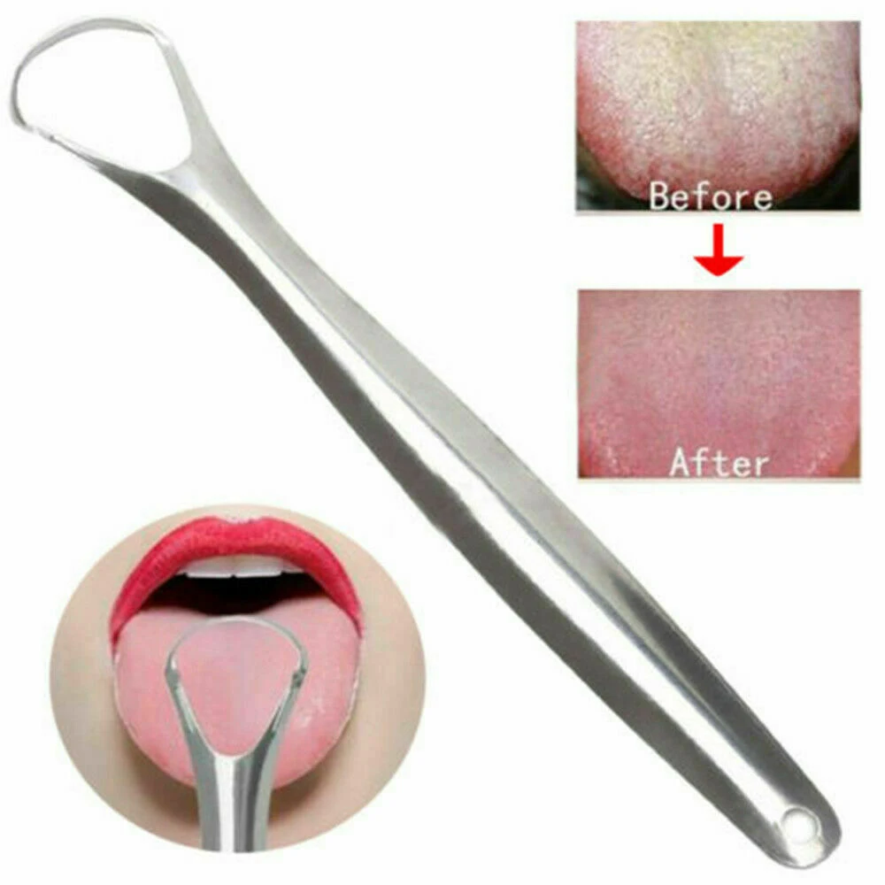 

2Pcs Tongue Scraper Cleaner Tongue Remove Bad Breath Oral Fresher Stainless Steel Reusable Fresh Breath Maker