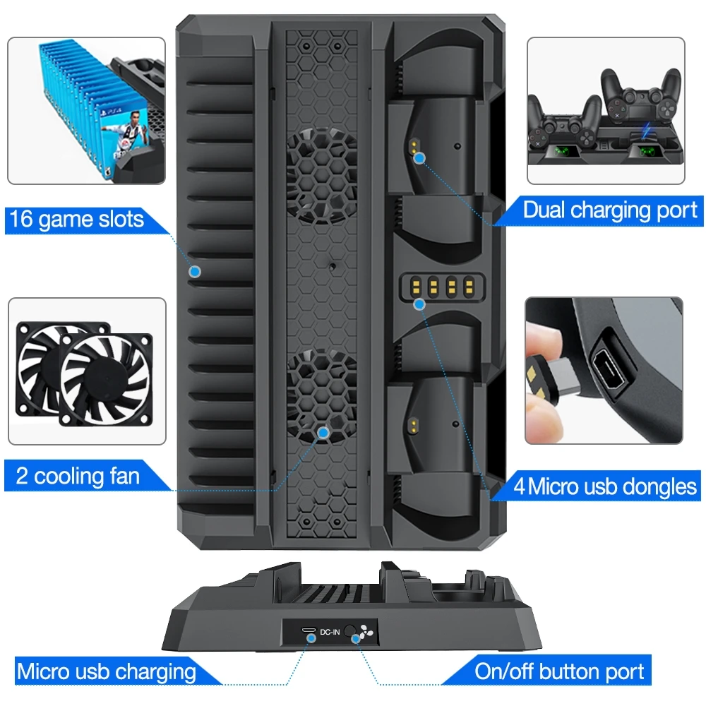 Вертикальная охлаждающая подставка для двух контроллеров PS4/PS4 Slim/PS4 Pro |