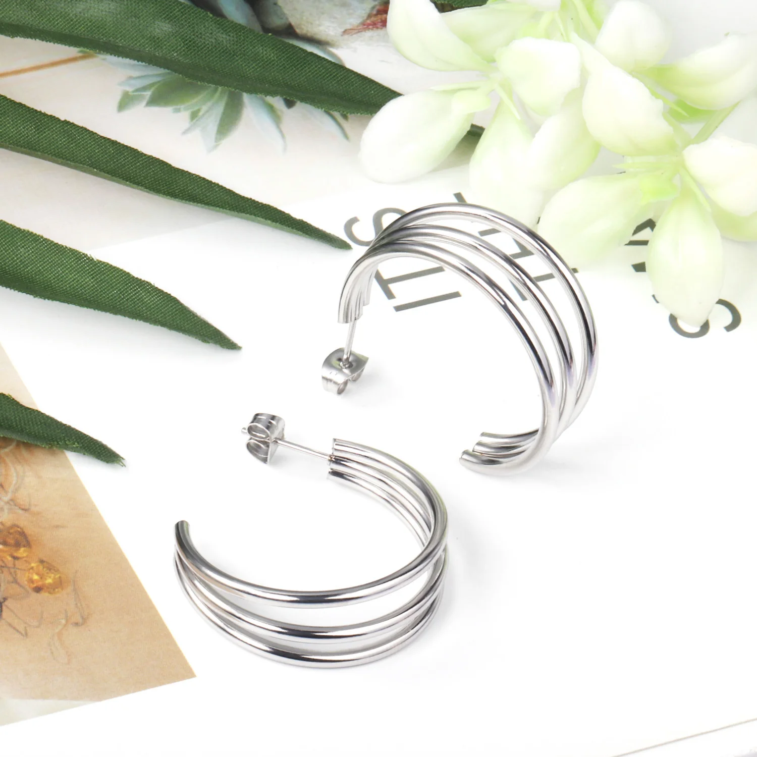 

LUXUSTEEL inoxidable Multilayer Tube Hoop Earrings 2020 New Gold Silver Color High Quality Earring Fashion Jewelry Wedding