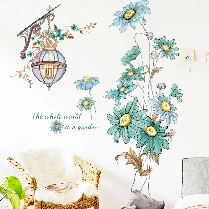 Большой зеленый лист горшечное растение наклейка стены гостиной декоративный