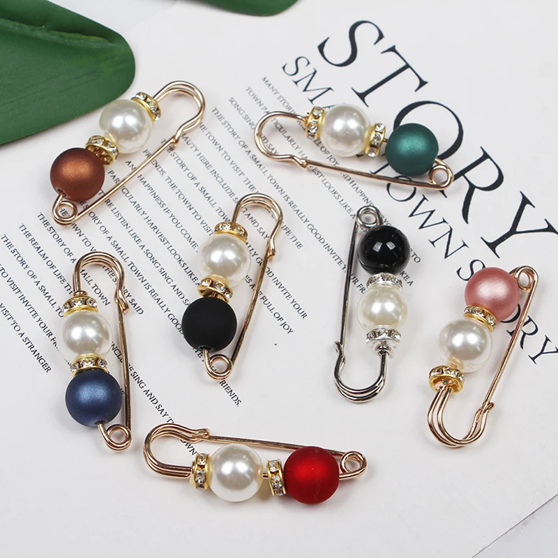 

Pearls Brooch Tightening Waistband Pin Smaller Openning Bottom Brooches Rhinestone Metal Diy Finding Accessories