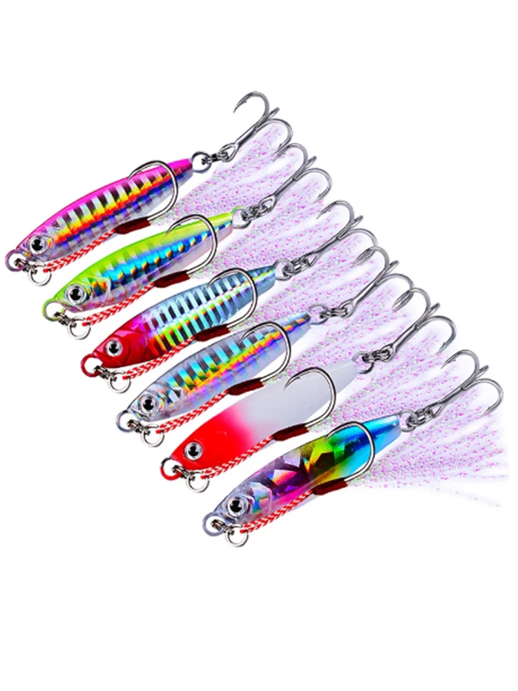 

6 Pcs Metal Sequins Casting Jig 7/10/15/20/30G Perch Crankbait Spoon Baits Wobbler Bait Sea Lures Luya Bait Lead Fish Lures