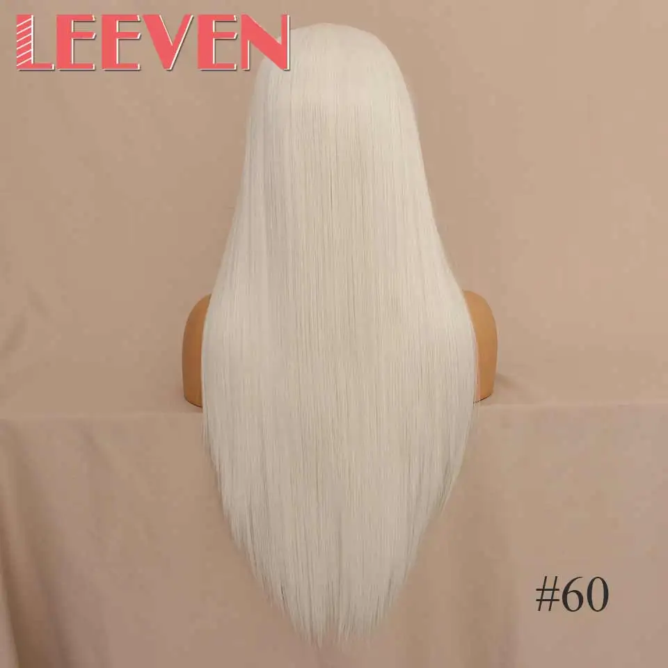 Leeven, 14 дюймов, короткий Боб, кружевные передние парики, розовый, 613 блонд, черные парики, синтетические, шелковистые, прямые волосы, парик для женщин - Цвет: #60